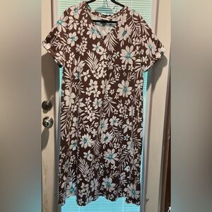 d&co. Floral Brown and White Maxi Dress